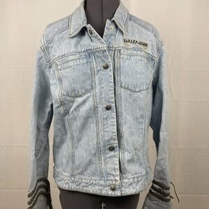 Harley Davidson Y2K VTG Women Biker Denim Jacket Large